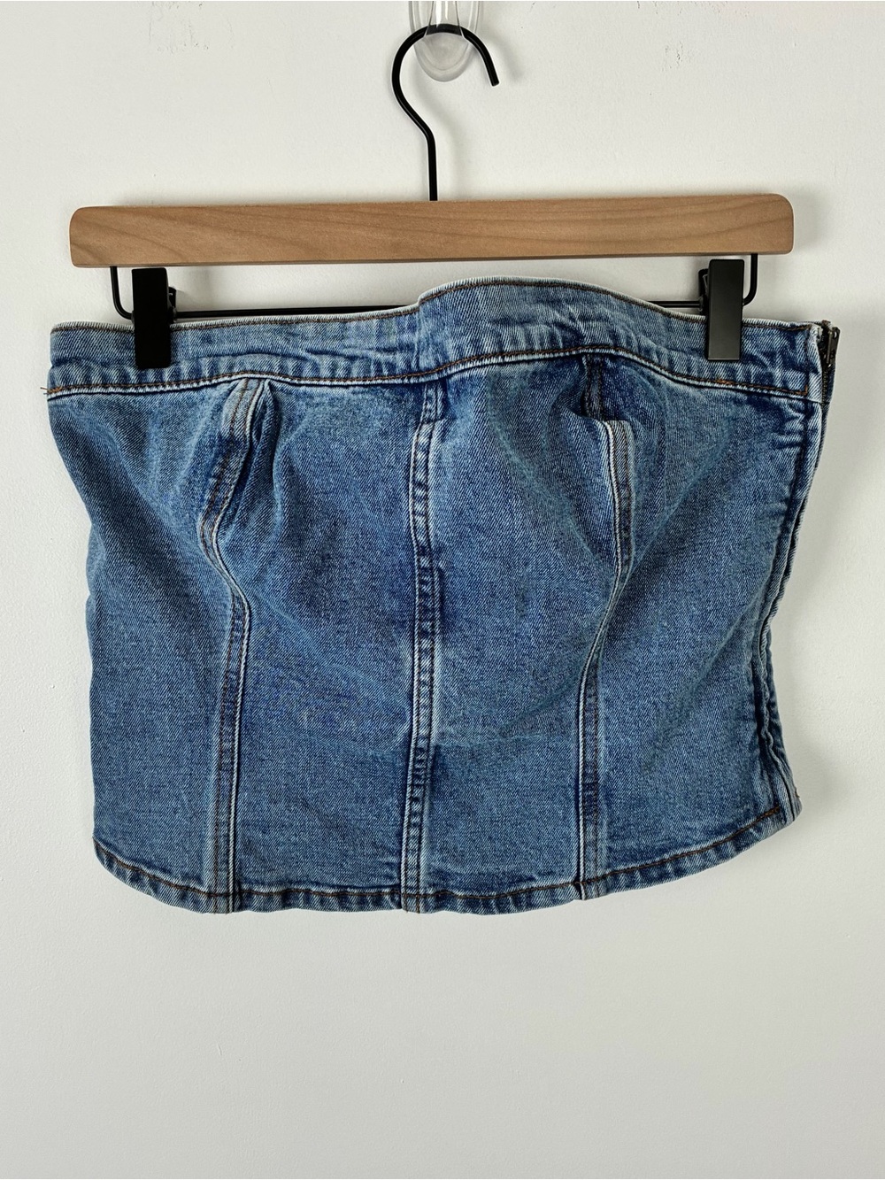 Abercrombie & Fitch Blue Denim Strapless Top Minimalist Date Night Going Out M